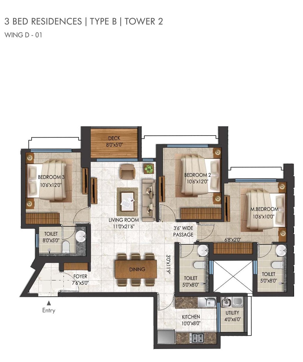 3 BHK Floor Plan 4